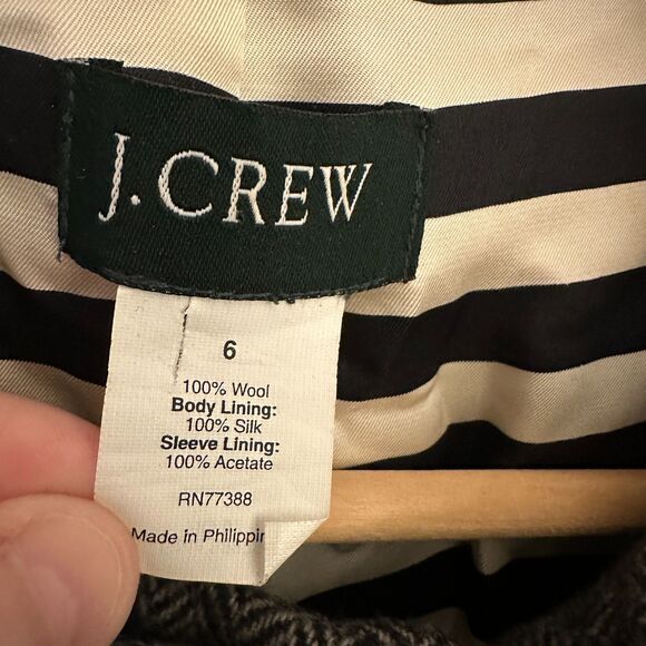 J. Crew Grey Tweed 100% Wool Silk Lined Ruffle Collar Preppy Jacket Size 6 - Picture 6 of 6